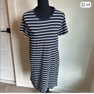 J. Crew Classic Navy and White Midi Dress